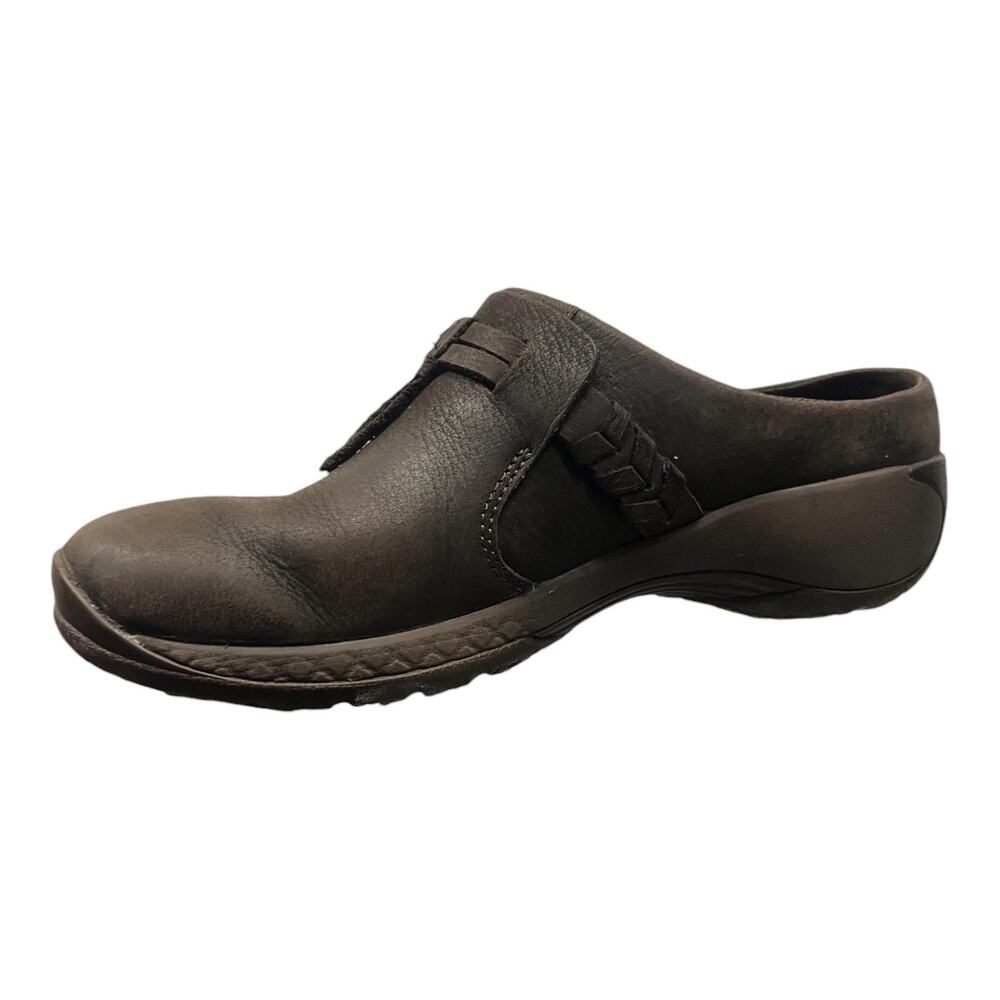MERRELL Encore Bracken Brown Leather Braided Slide Q2 Slip On Shoe 6.5 Mules GUC - Picture 2 of 8